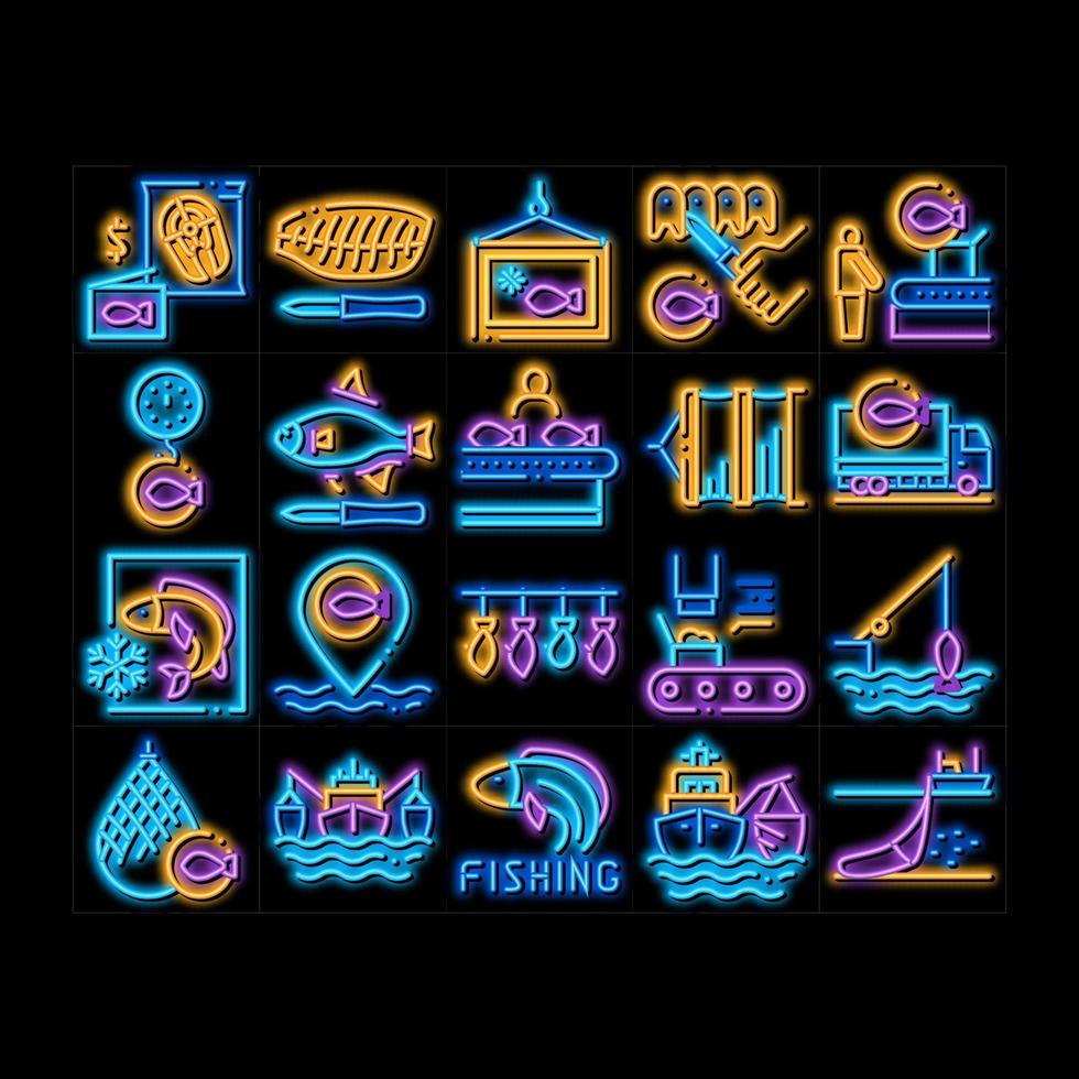 Fishing Industry Business Process Icons Set Vector