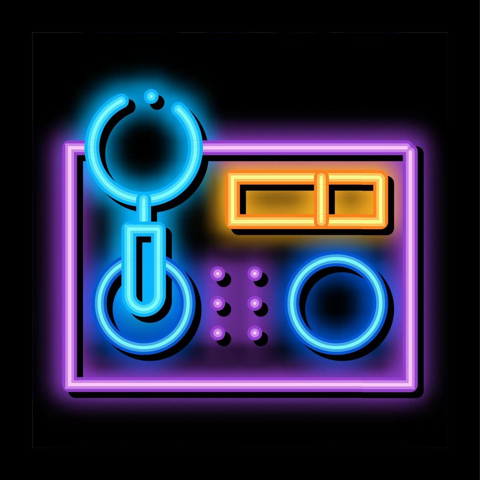 research broken radio neon glow icon illustration vector