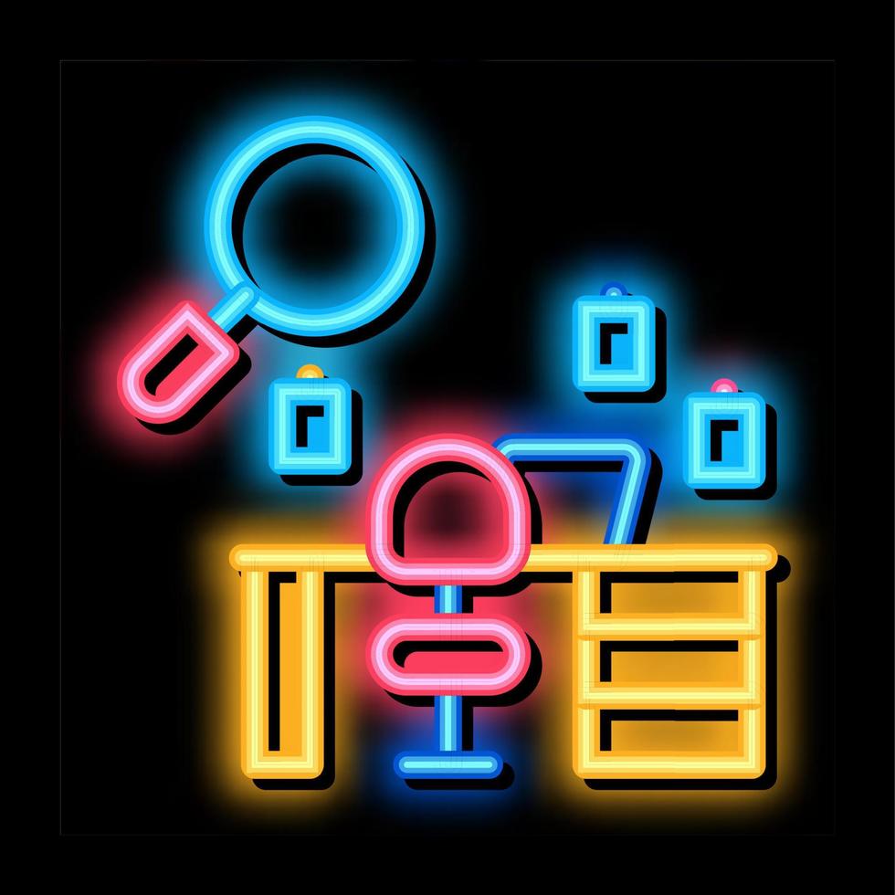 office workplace research neon glow icon illustration vector