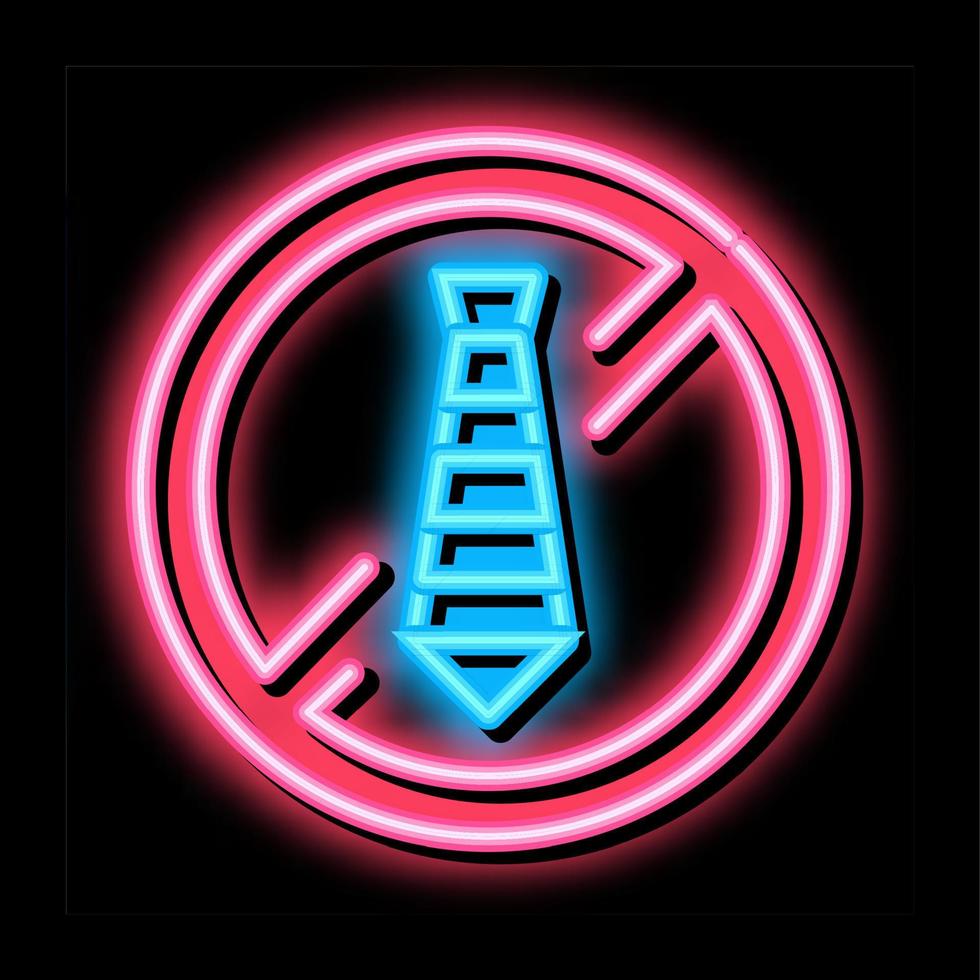 tie crossed out mark neon glow icon illustration vector