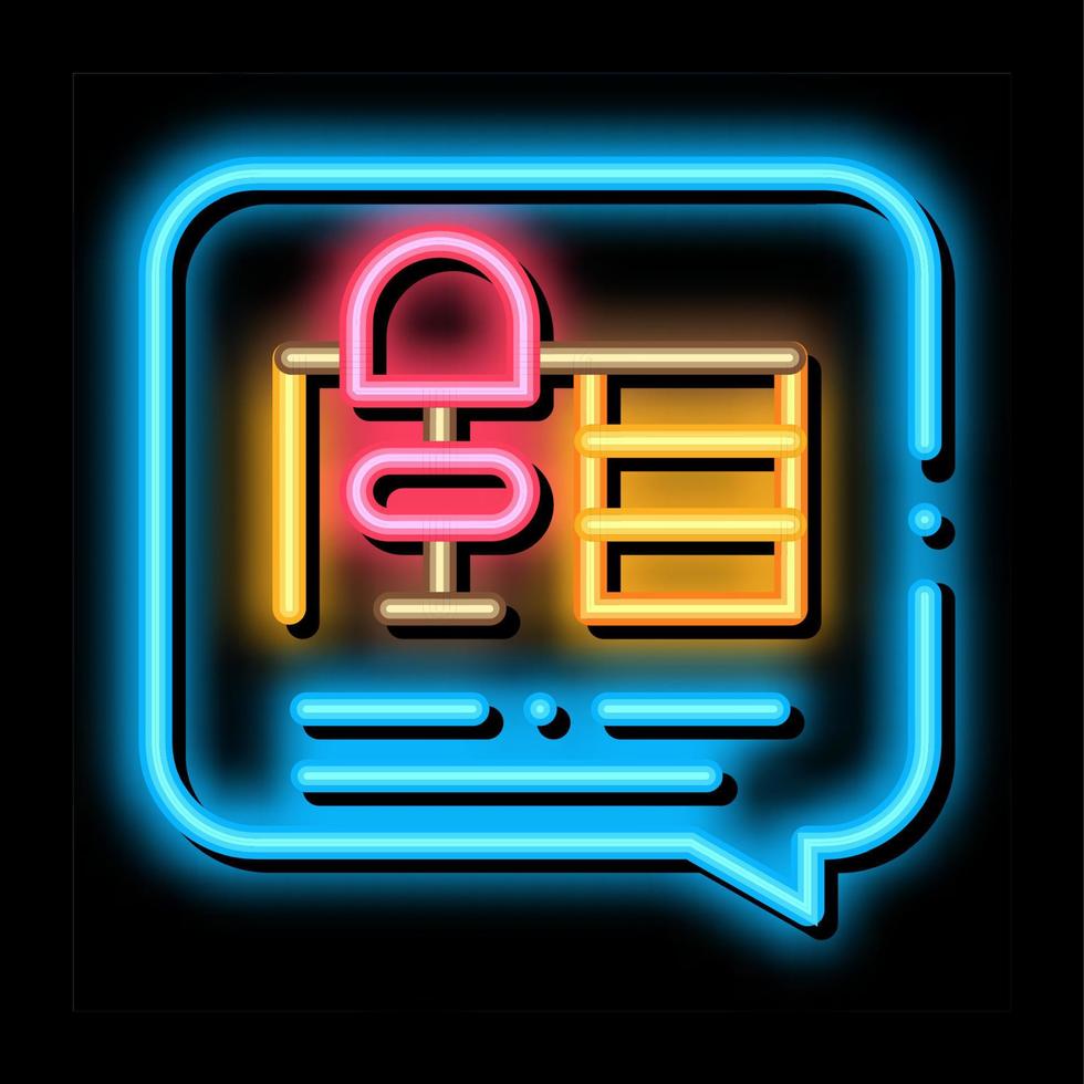 table and chair quote frame neon glow icon illustration vector