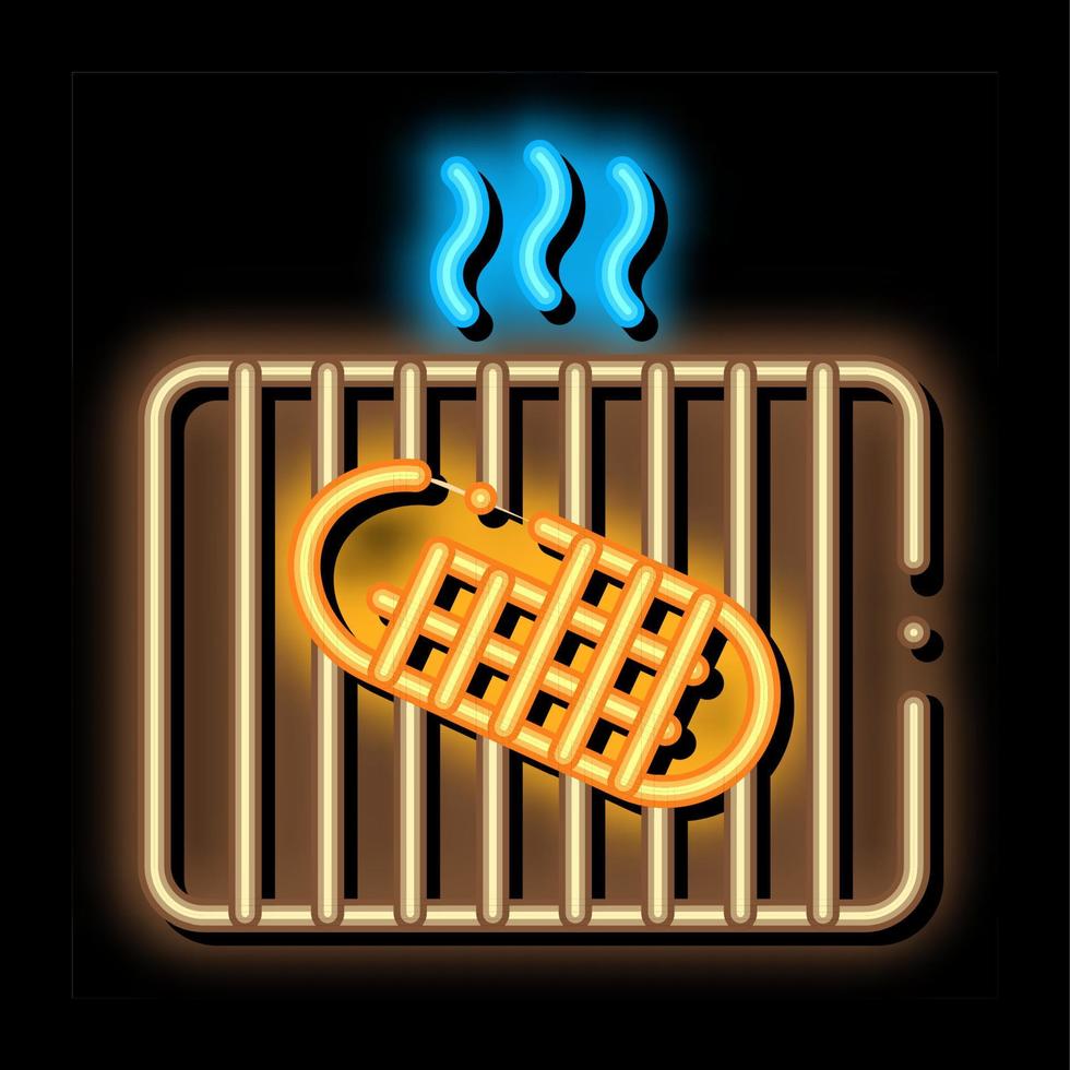 frying bread neon glow icon illustration vector