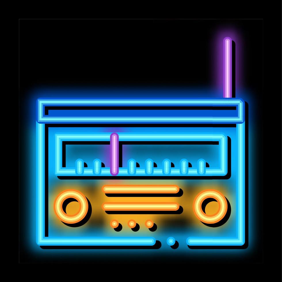 ilustración de icono de resplandor de neón de gadget de radio vector