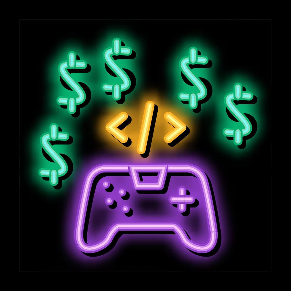 game coding and sell neon glow icon illustration vector
