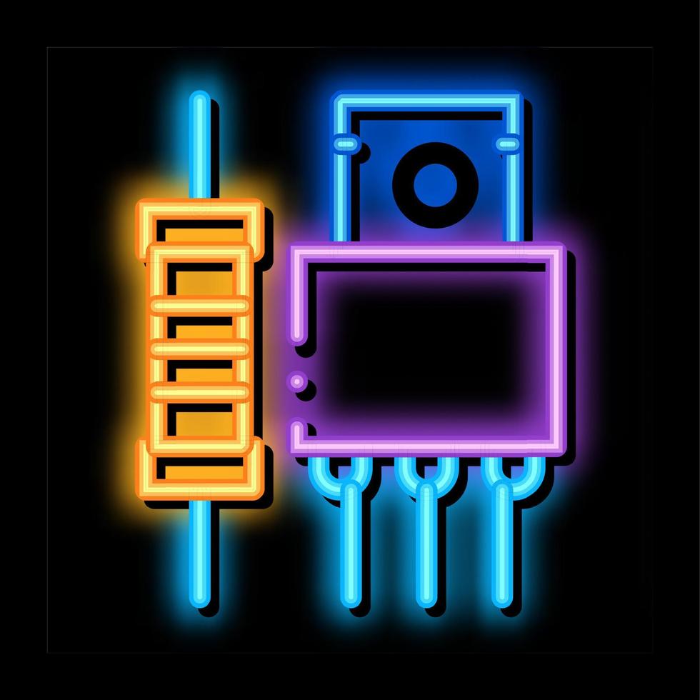 ilustración de icono de brillo de neón de piezas de repuesto de radio vector