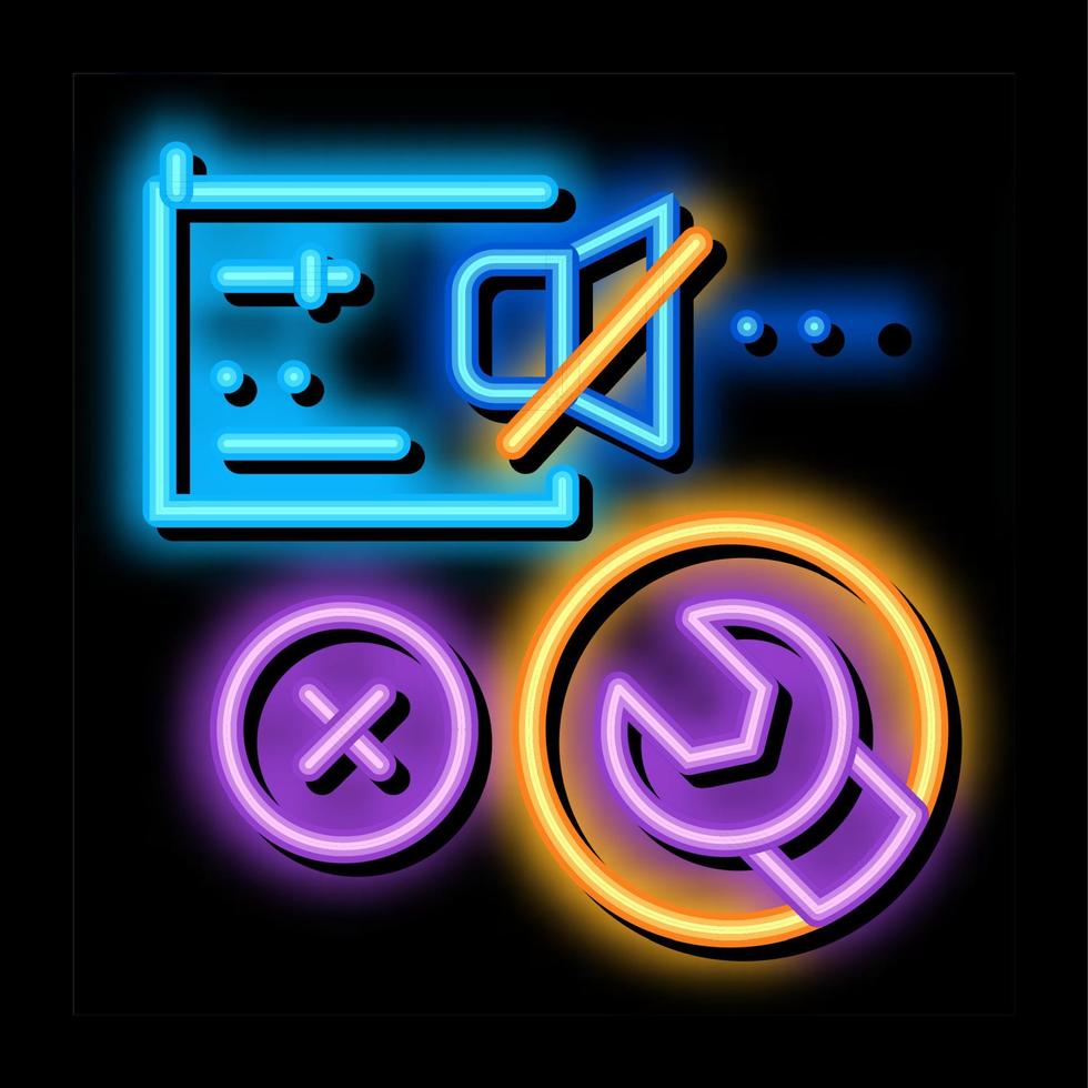 radio broken sound repair neon glow icon illustration vector