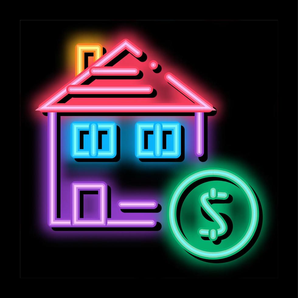 ilustración de icono de resplandor de neón de venta de casa vector
