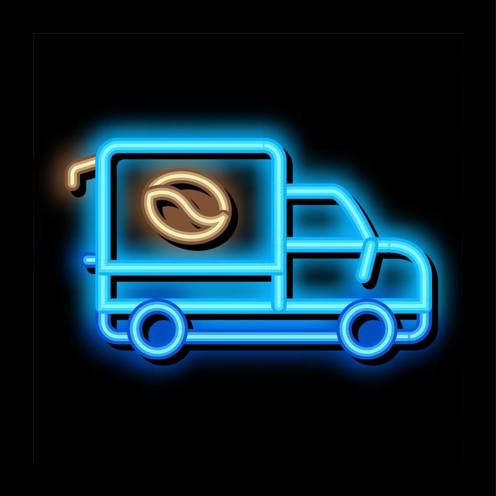 ejemplo del icono del resplandor de neón del coche del café vector