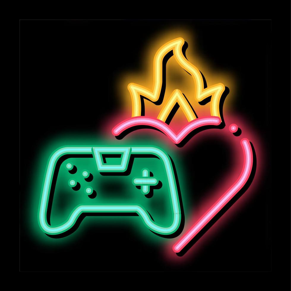 game burning heart neon glow icon illustration vector