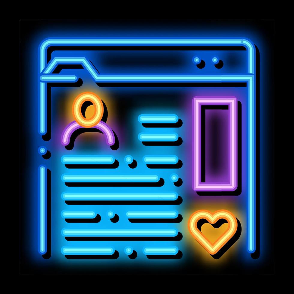 information chart folder about man neon glow icon illustration vector