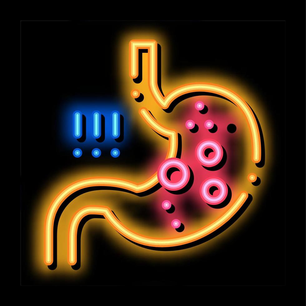 detection of infection in stomach neon glow icon illustration vector