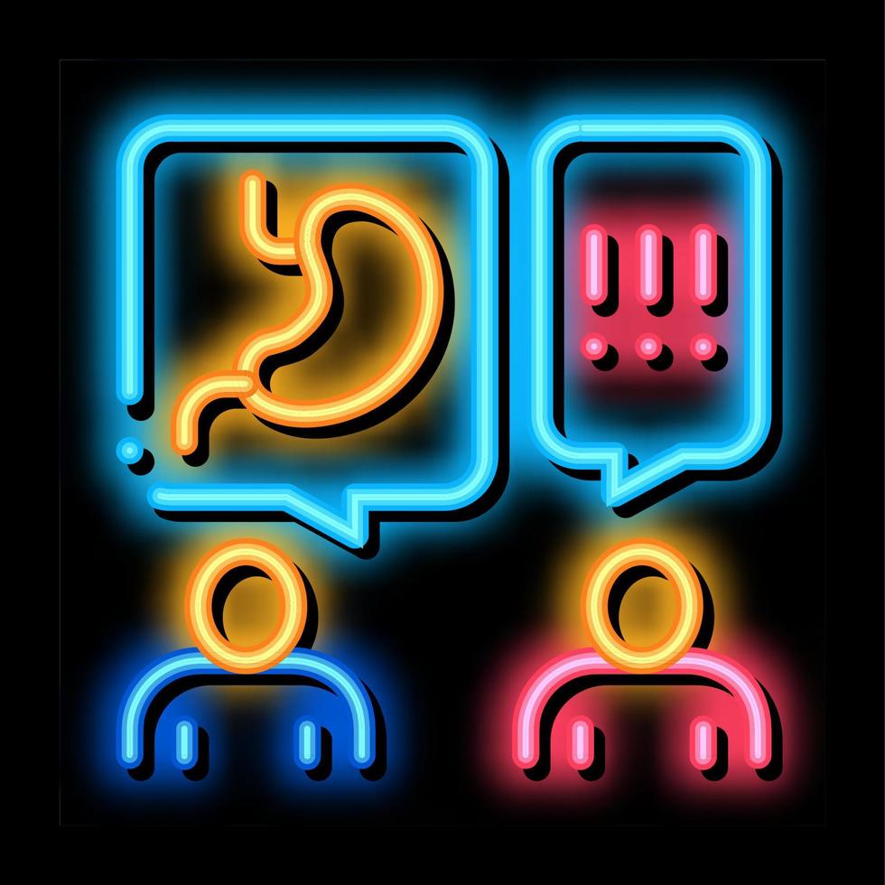 reception at gastroenterologist doctor consultation neon glow icon illustration vector