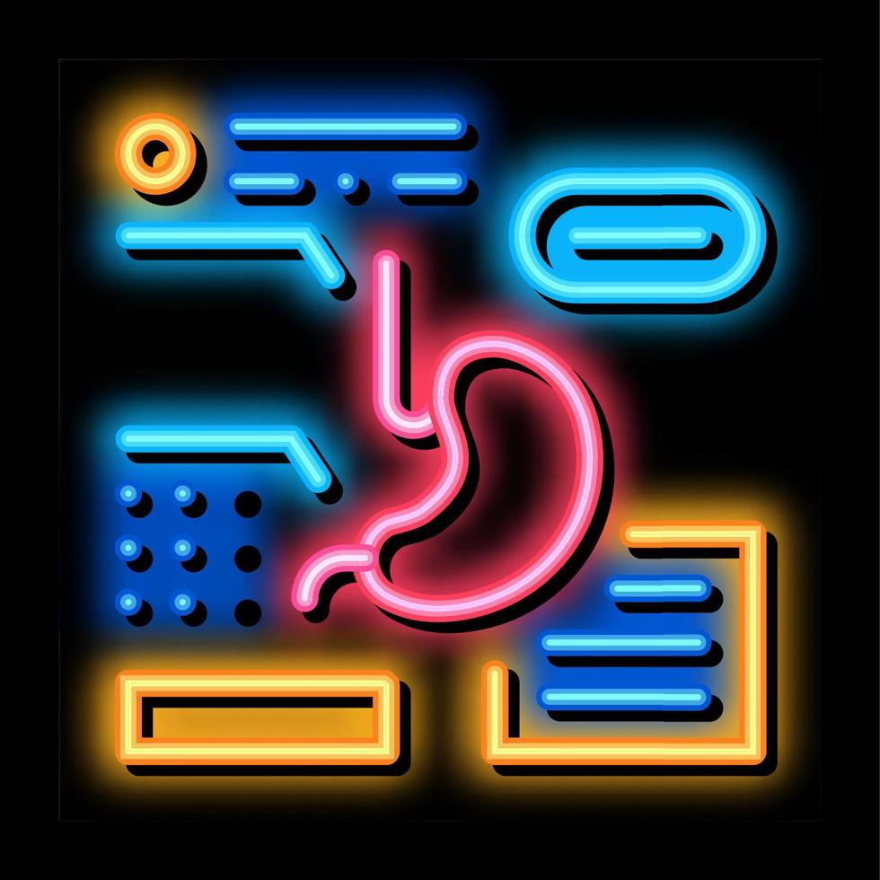 stomach analysis neon glow icon illustration vector