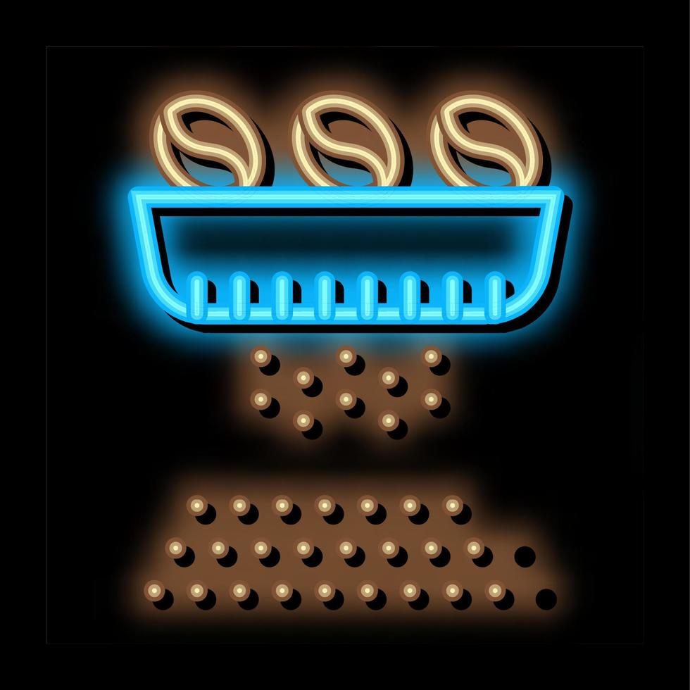 coffee beans grinding neon glow icon illustration vector