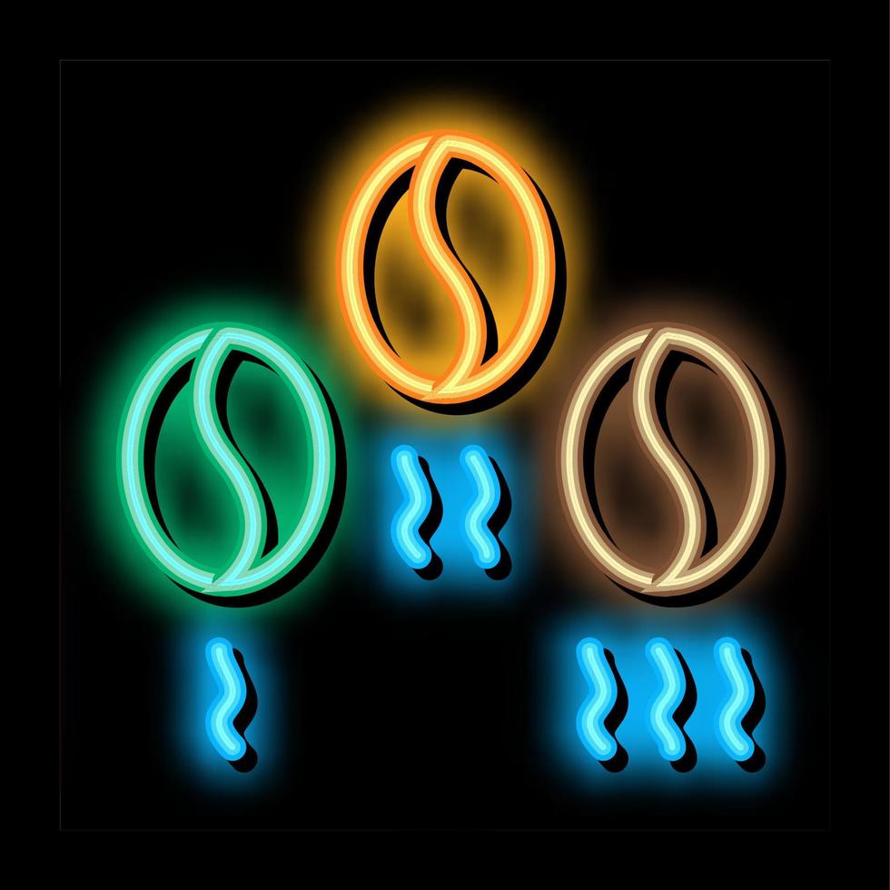 coffee beans different fry neon glow icon illustration vector