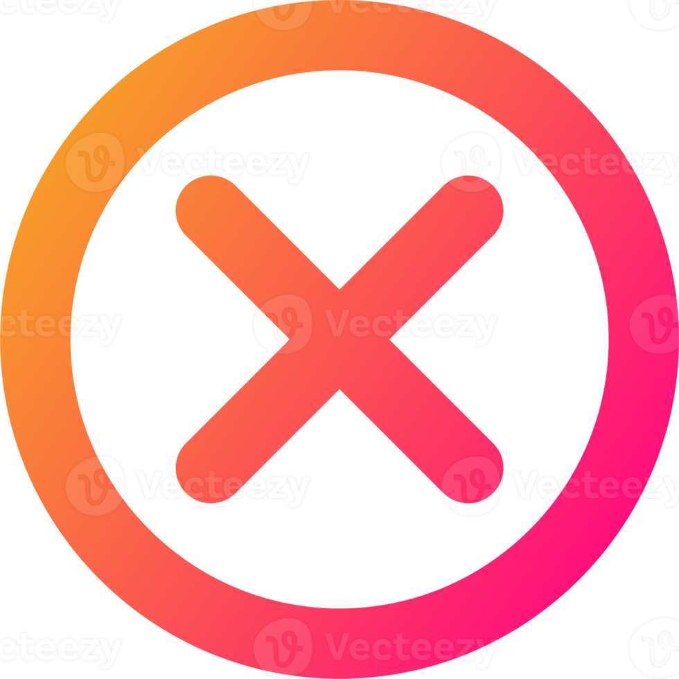 Cross mark symbol in gradient colors. Cross mark signs button. png