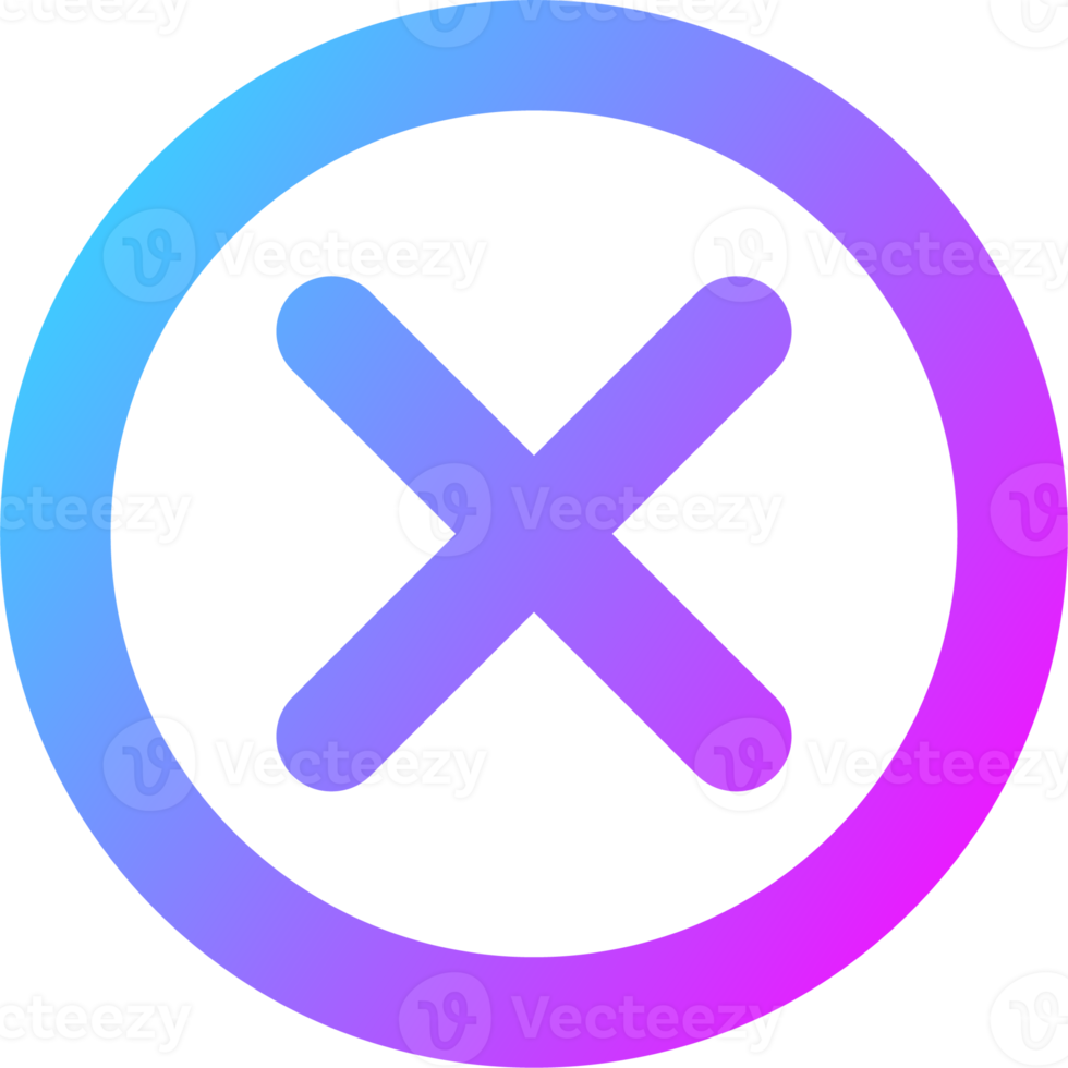 Cross mark symbol in gradient colors. Cross mark signs button. png