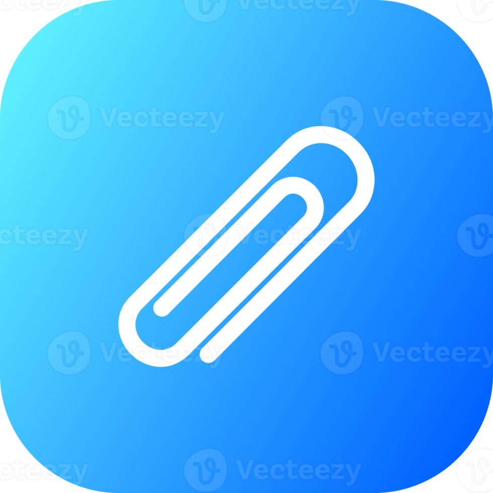 Paper clip icon in square gradient colors. Attachement signs illustration. png