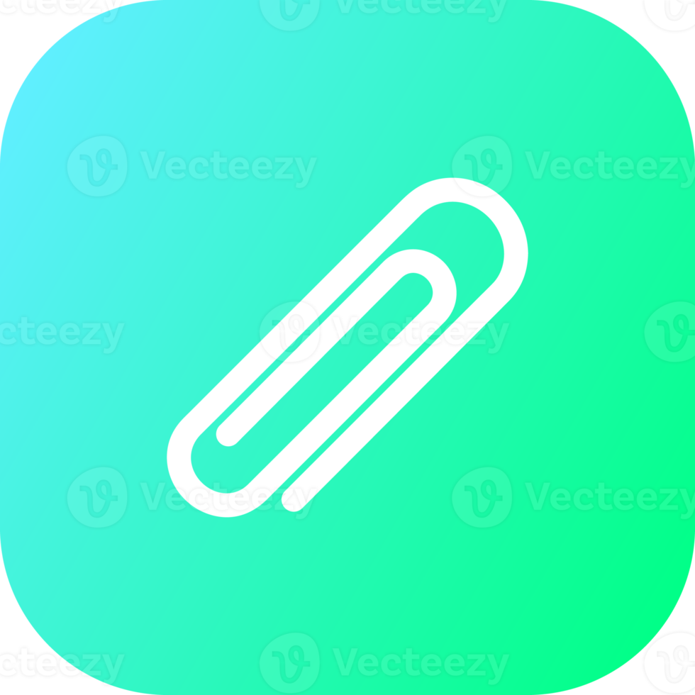 Paper clip icon in square gradient colors. Attachement signs illustration. png