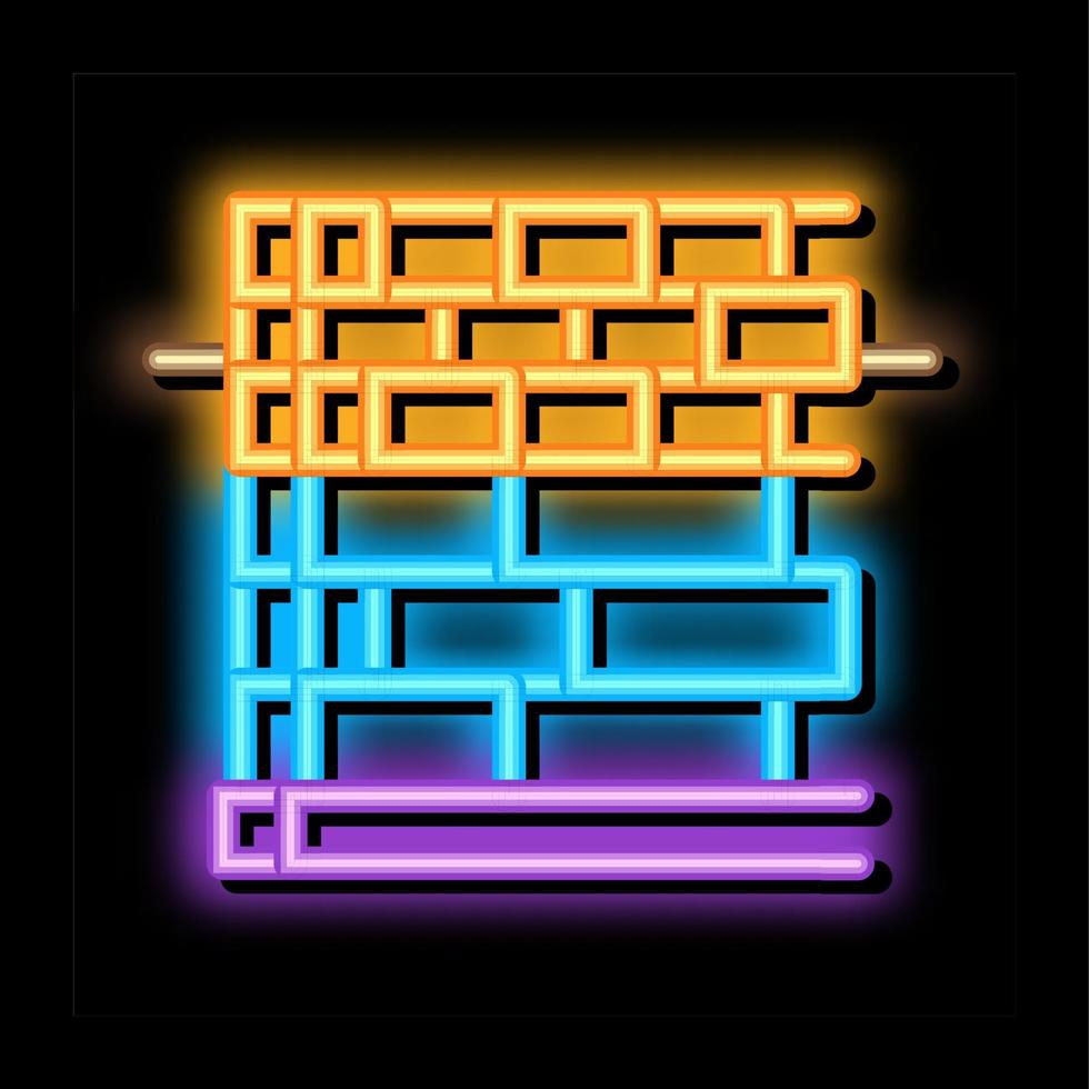 block foundation neon glow icon illustration vector