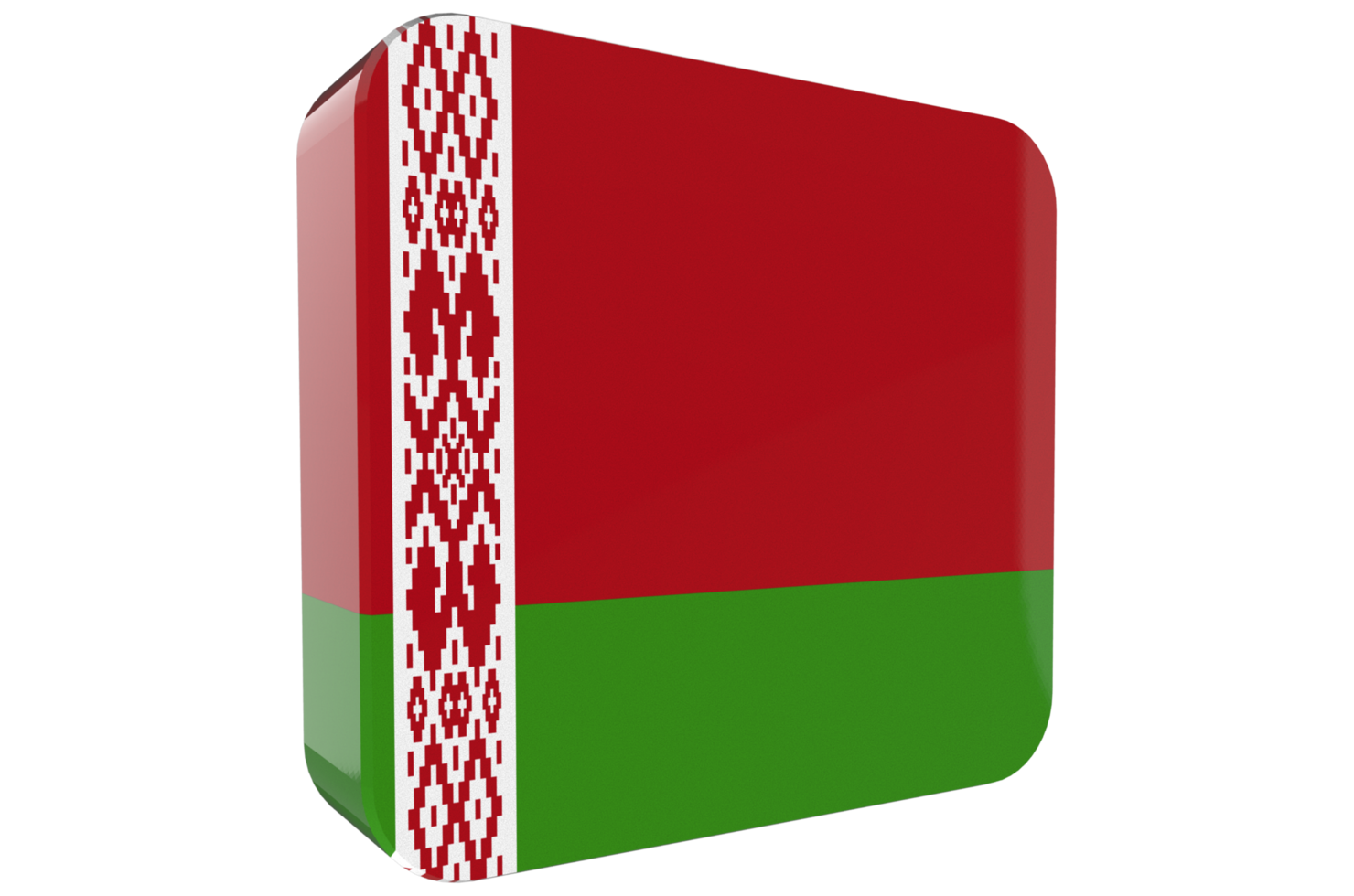 Belarus 3d Flag Icon on PNG Background