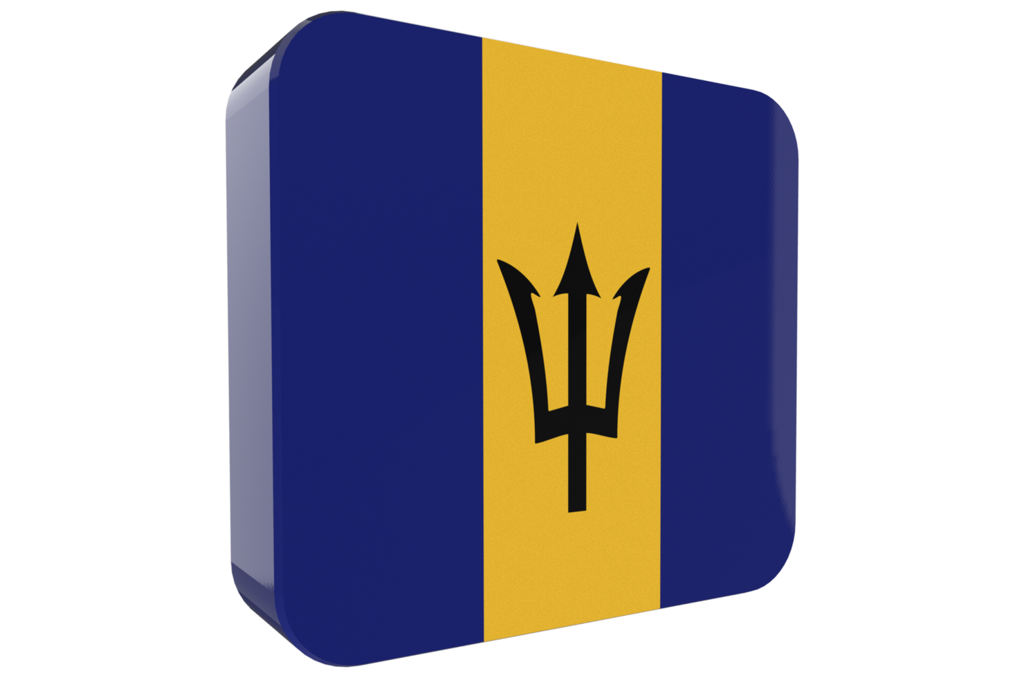 Barbados 3d Flag Icon on PNG Background