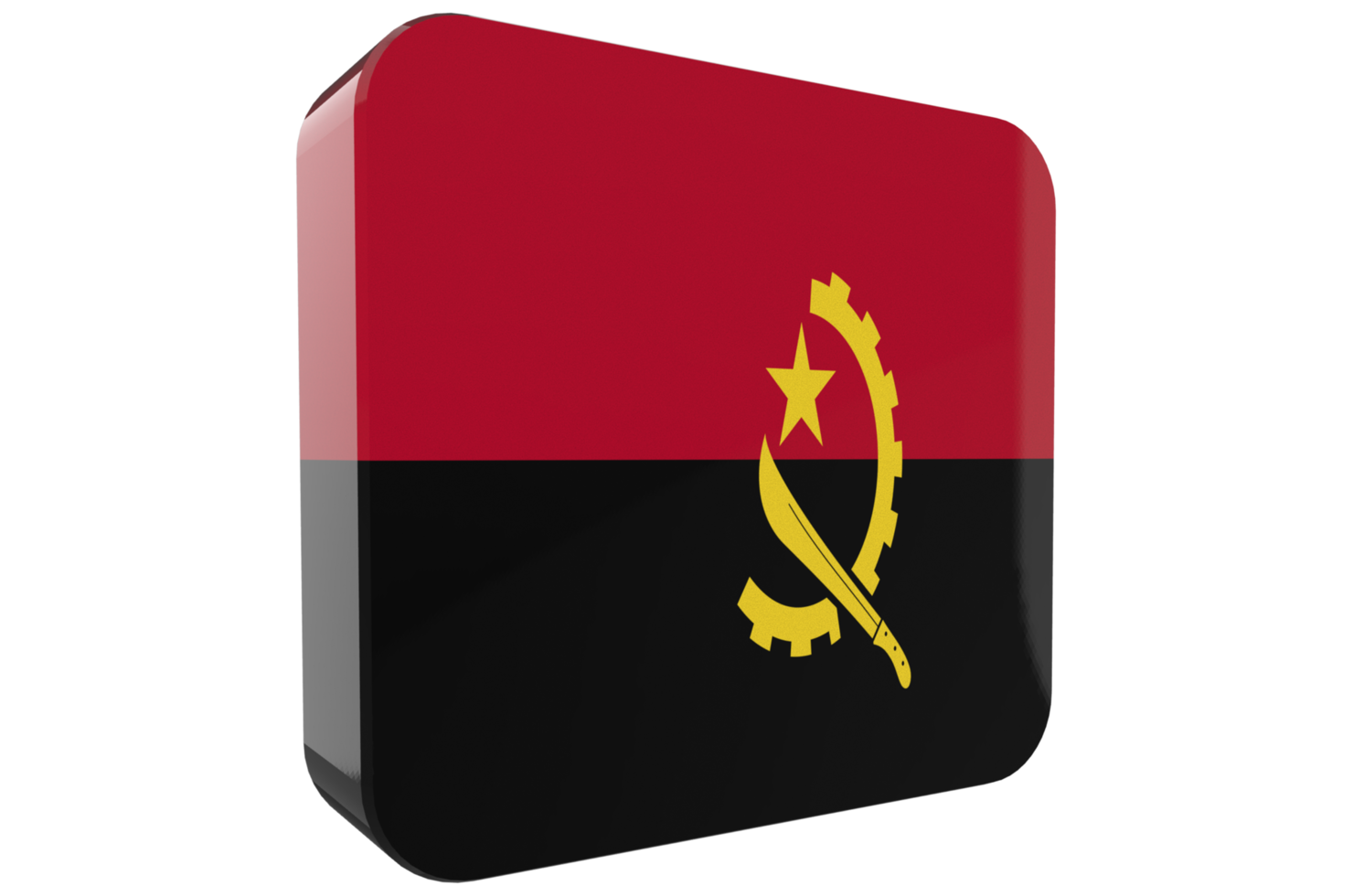 Angola 3d Flag Icon on PNG Background