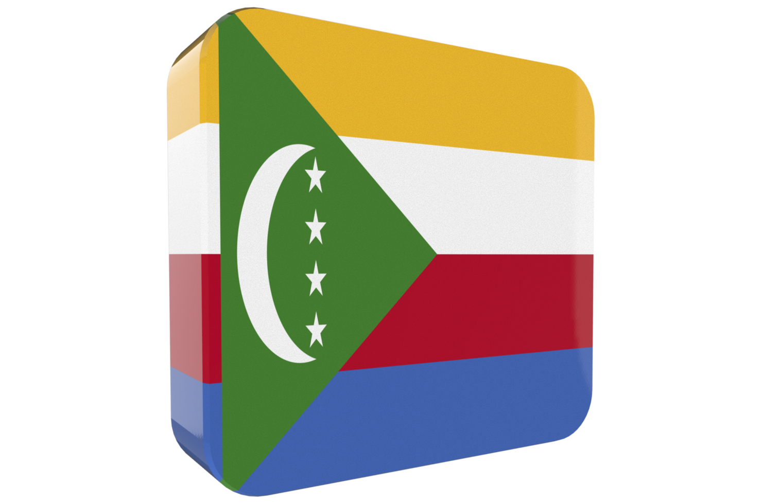 Comoros 3d Flag Icon on PNG Background