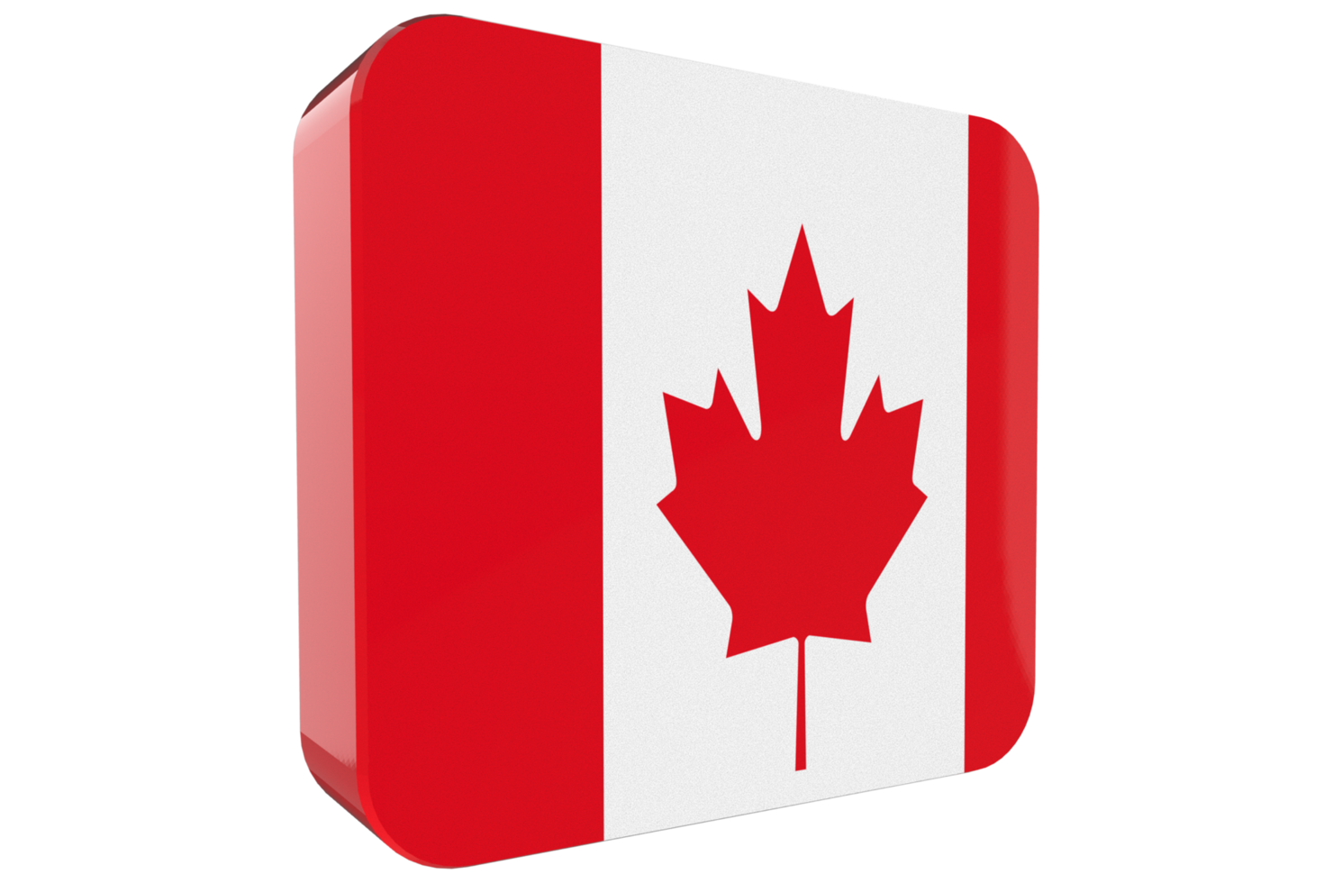 Canada 3d Flag Icon on PNG Background