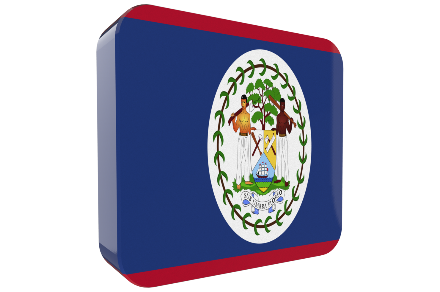 Belize 3d Flag Icon on PNG Background