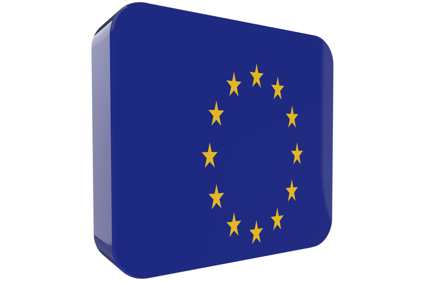 European Union 3d Flag Icon on PNG Background