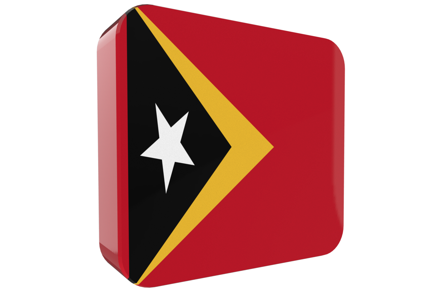 Timor Oriental, icono de bandera 3d sobre fondo png