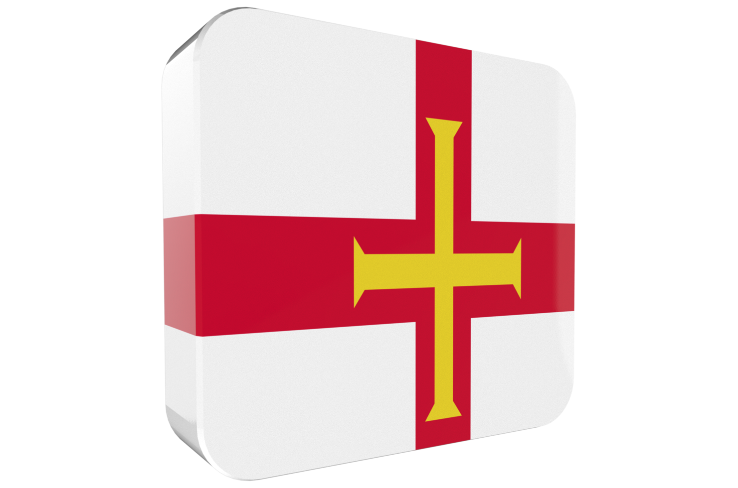 Guernsey 3d Flag Icon on PNG Background