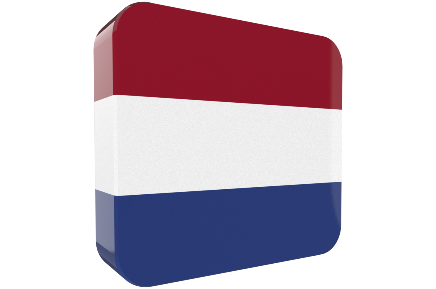 Netherlands 3d Flag Icon on PNG Background