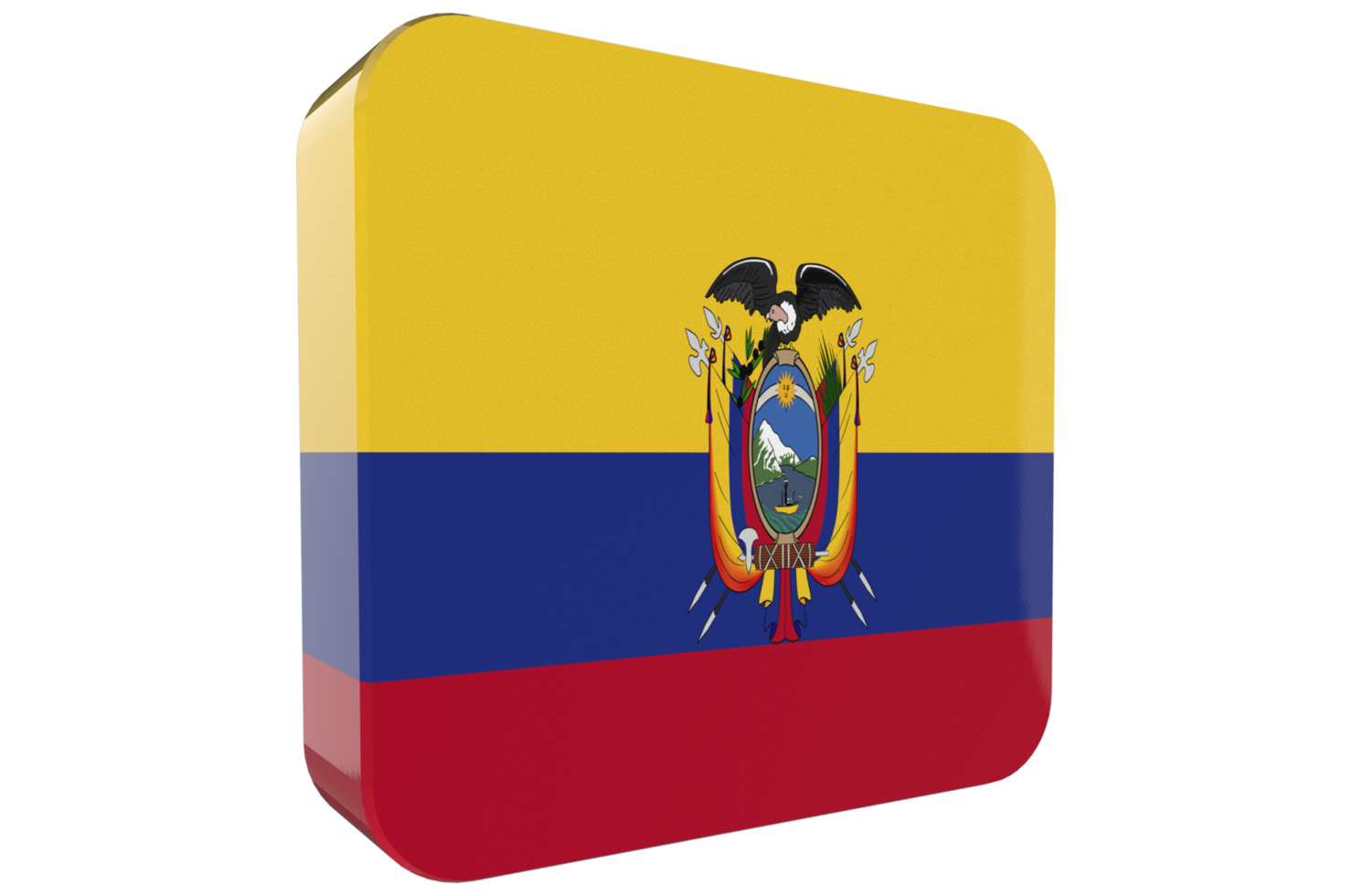 Ecuador 3d Flag Icon on PNG Background