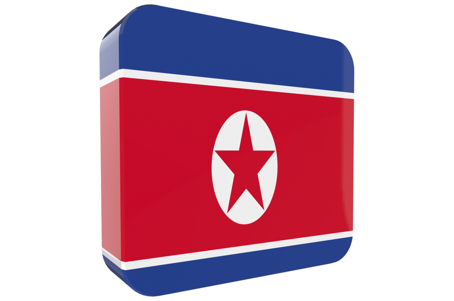 Korea North 3d Flag Icon on PNG Background