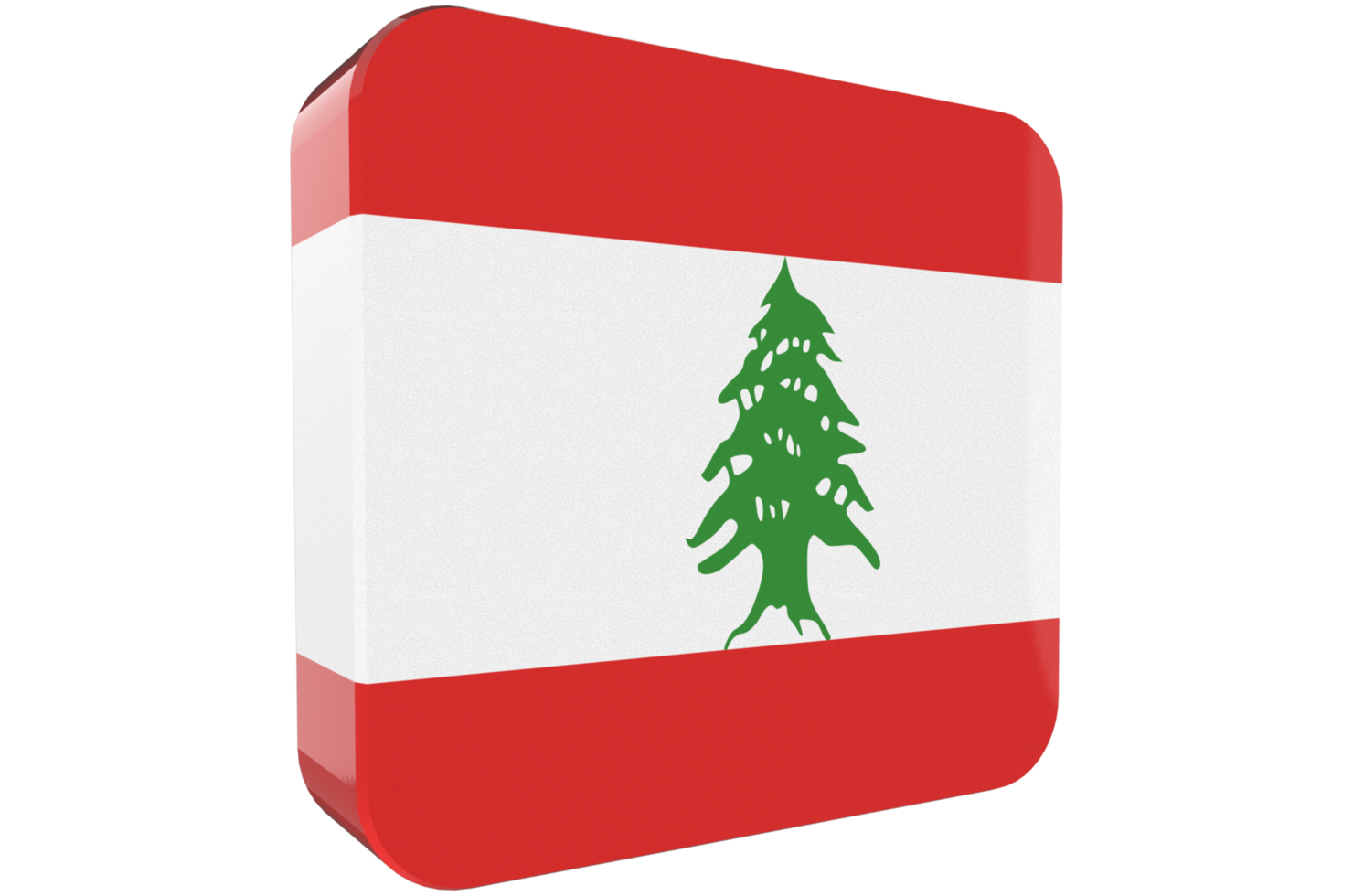 Lebanon 3d Flag Icon on PNG Background