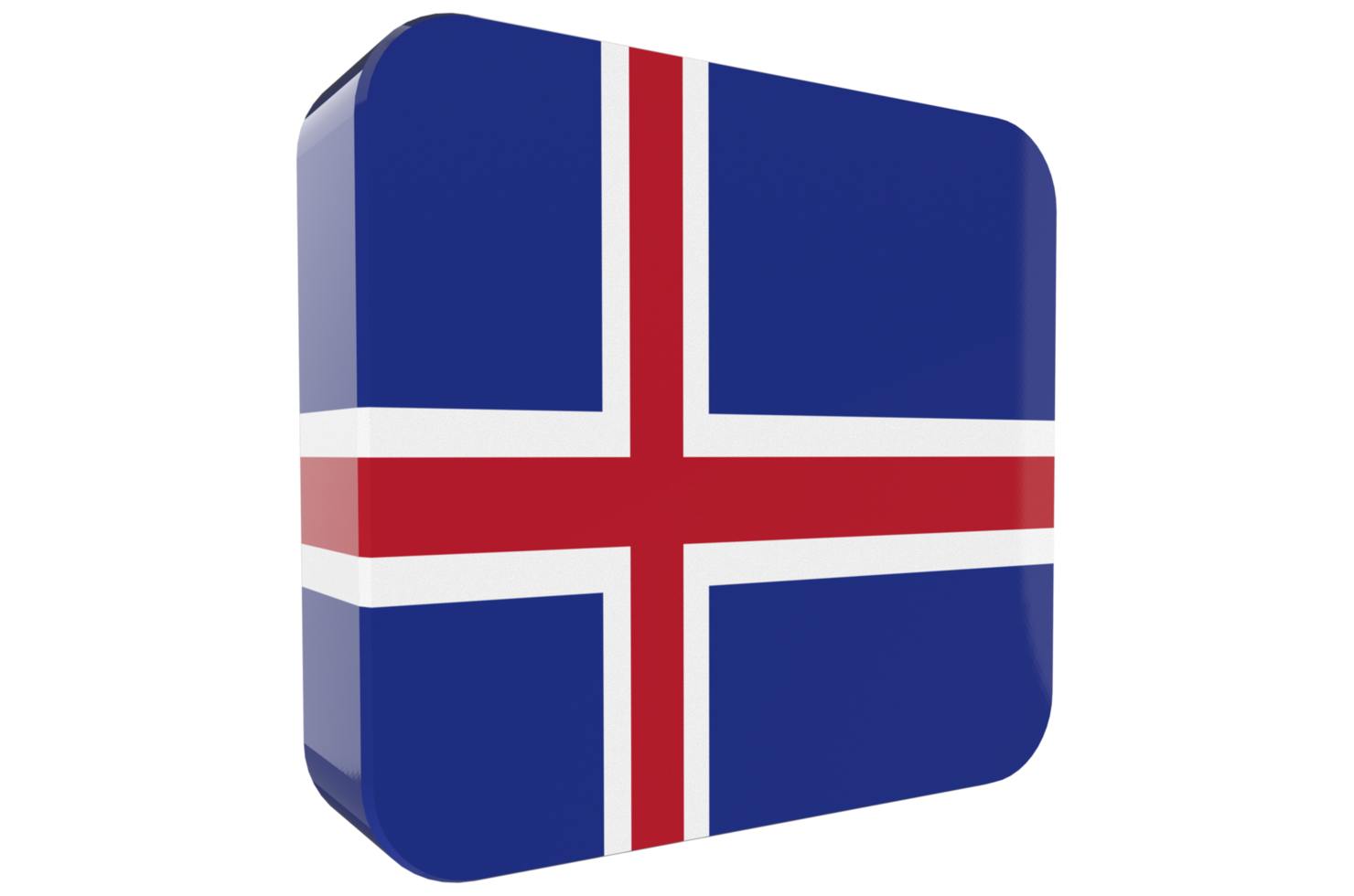 Iceland 3d Flag Icon on PNG Background