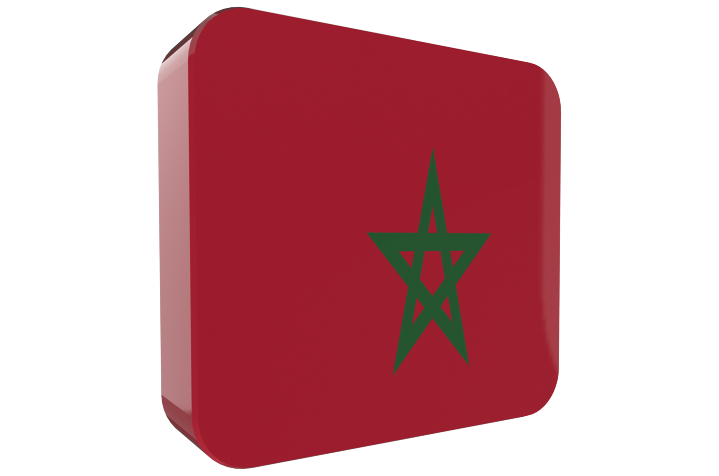 Morocco 3d Flag Icon on PNG Background