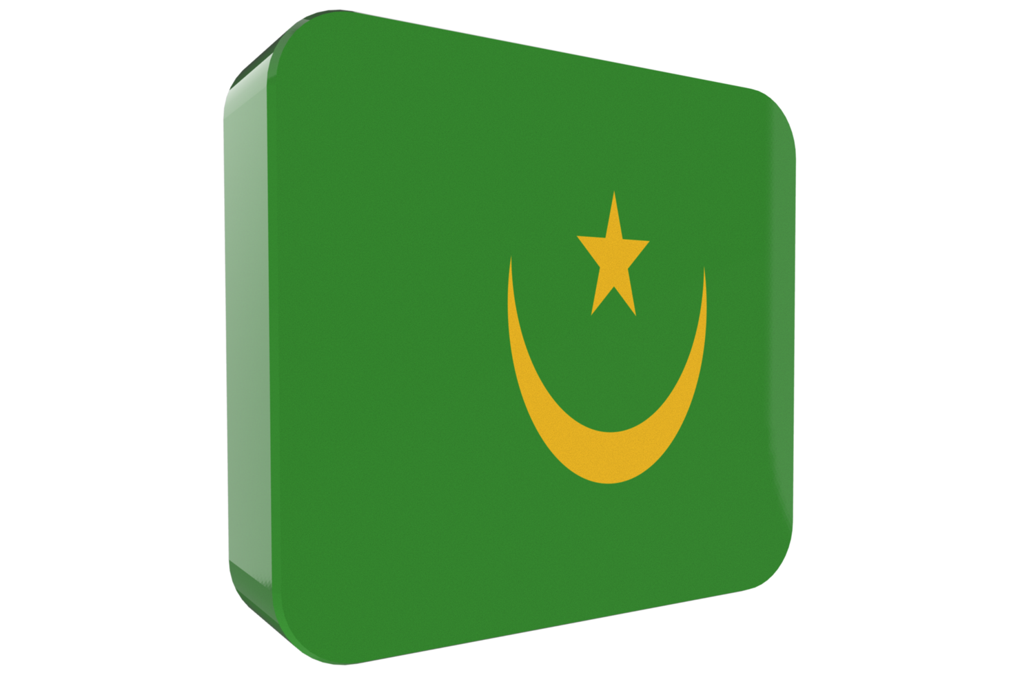 Mauritania 3d Flag Icon on PNG Background