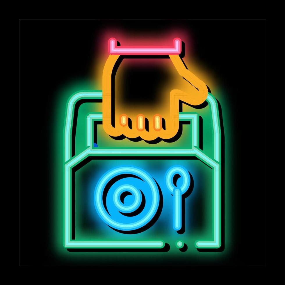 food container delivery neon glow icon illustration vector