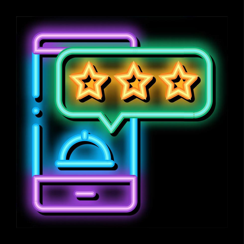 food delivery review stars neon glow icon illustration vector