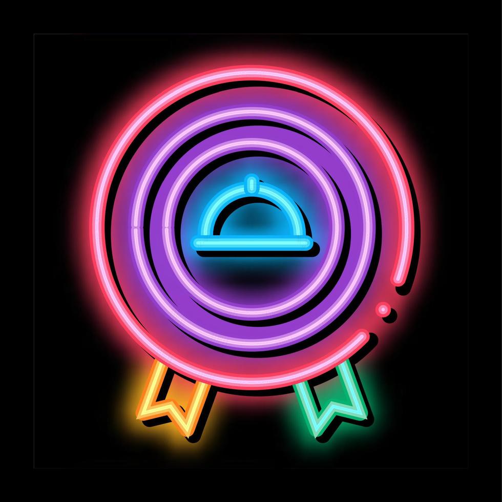 food delivery medal award neon glow icon illustration vector