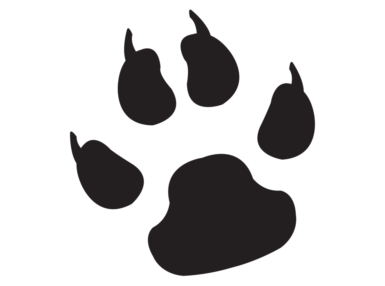 Transparent dog paw icon png, vector illustration of an dog paw icon in dark color and transparent background png