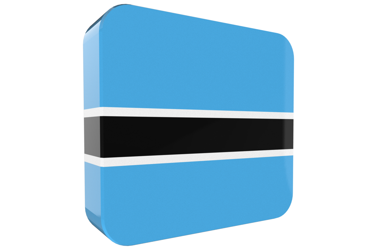 Botswana 3d Flag Icon on PNG Background