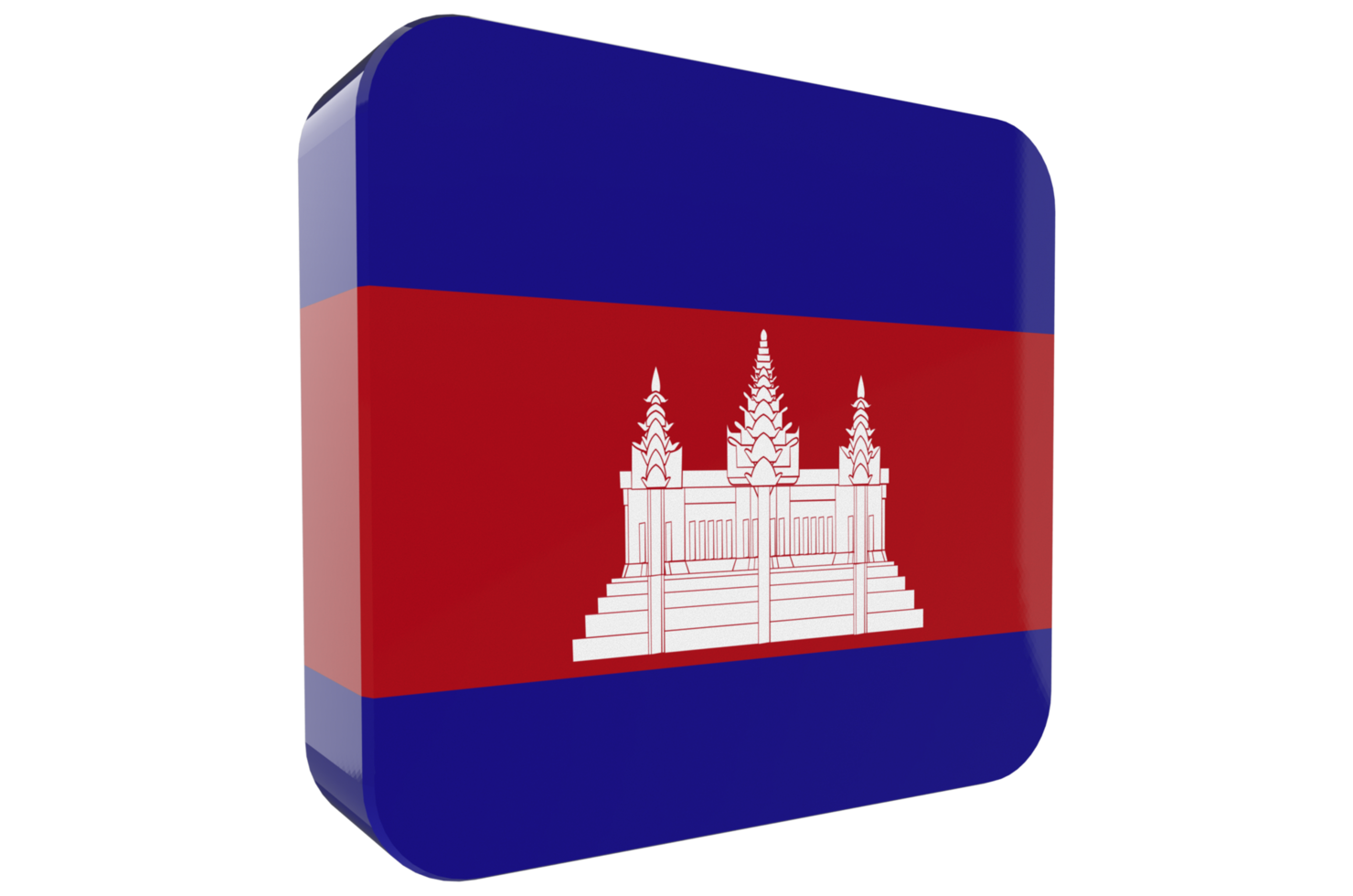 Cambodi 3d Flag Icon on PNG Background