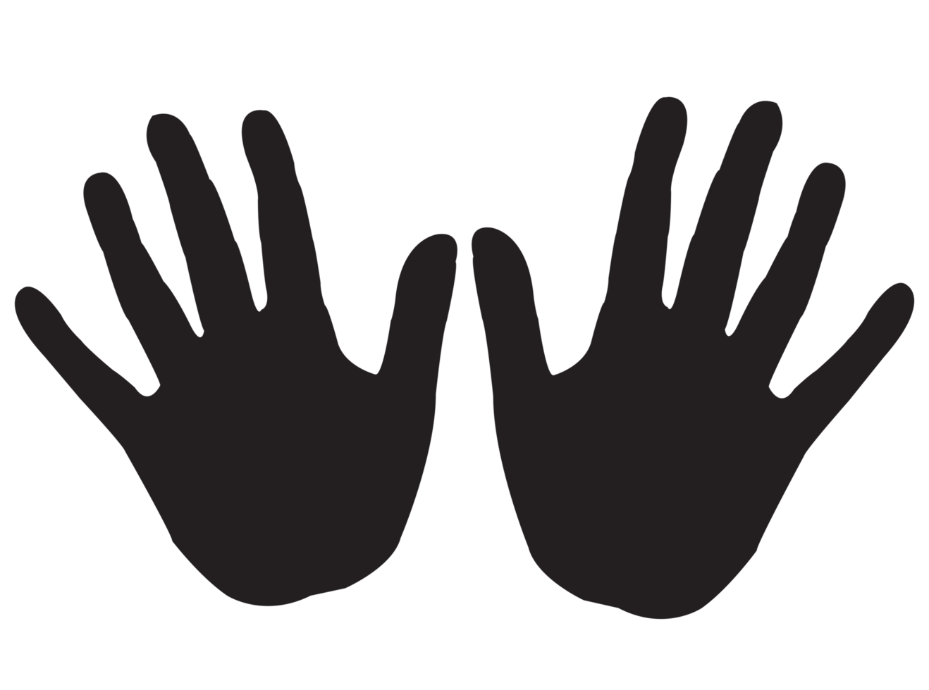 illustration de deux empreintes de mains. empreintes de palmiers sur fond transparent png