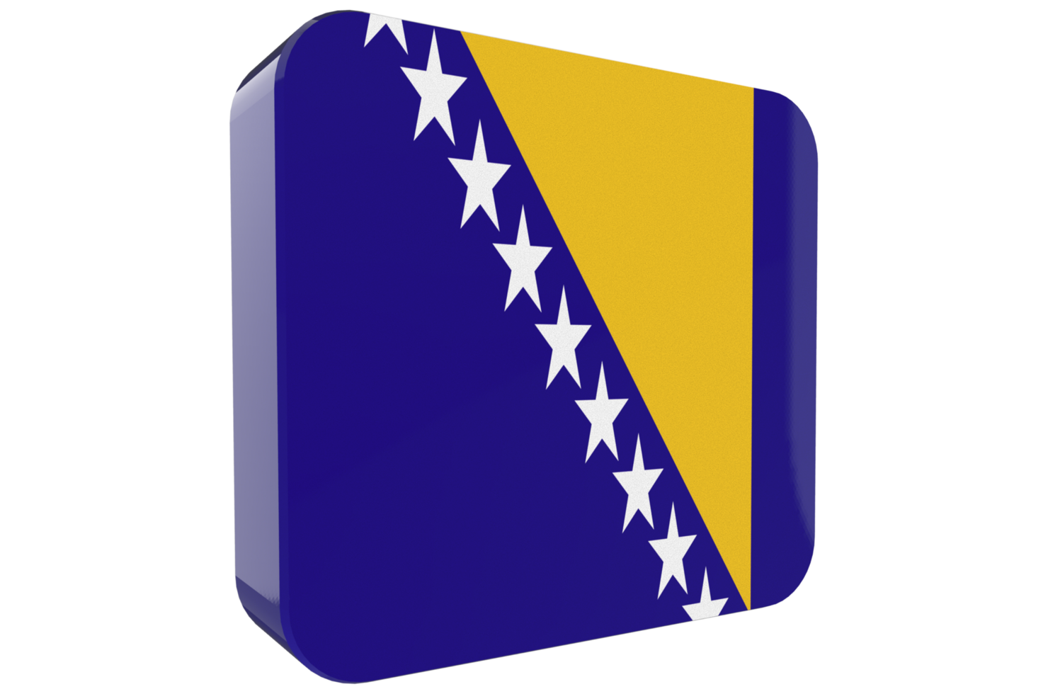 Bosnia and Herzegovina 3d Flag Icon on PNG Background