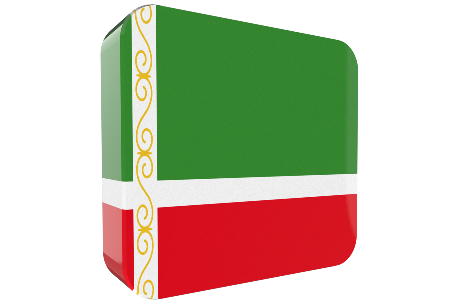 Chechen Republic 3d Flag Icon on PNG Background