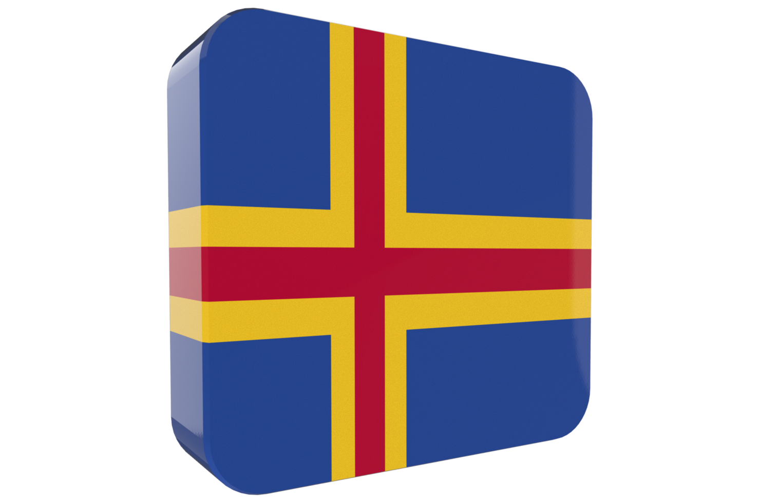 Aland 3d Flag Icon on PNG Background